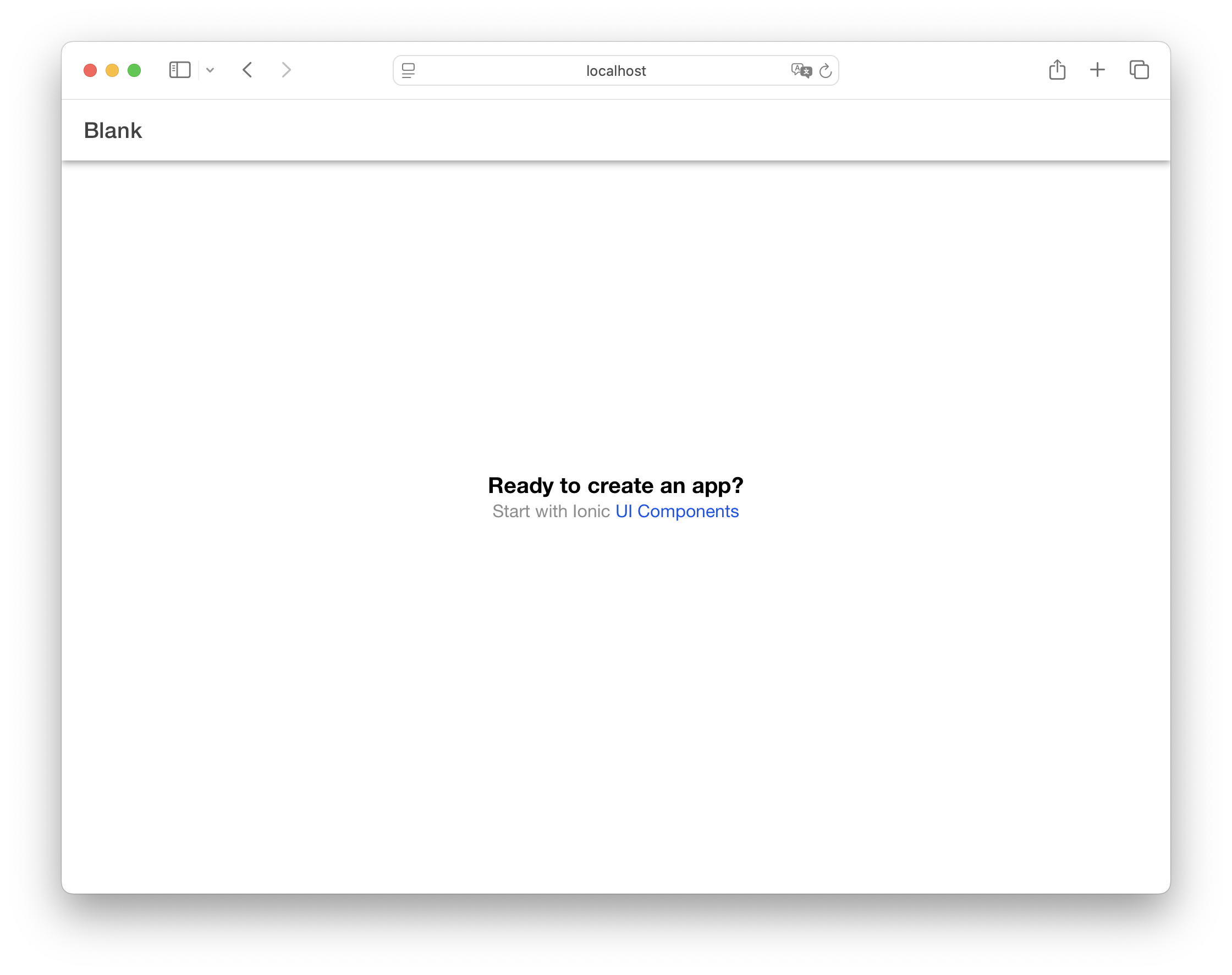 Screenshot of the Ionic Vue Home page